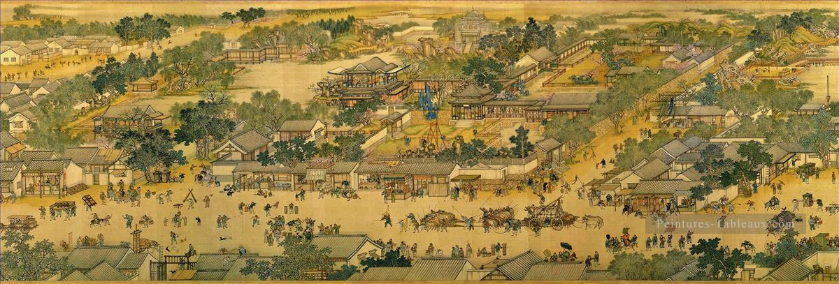Zhang zeduan Qingming Riverside Seene partie 3 traditionnelle chinoise Peintures à l'huile